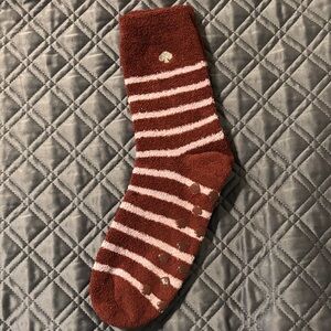 Kate Spade burgundy and White Striped Cozy Socks